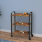 26" 3-Tier Kitchen Cart with Mesh Panels, Brown and Black By Casagear Home