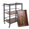 25 Tray Top Kitchen Cart with 2 Shelves and Casters Brown and Black By Casagear Home BM217112