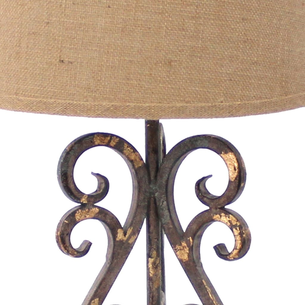 23 2-Way Switch Table Lamp with Scroll Base,Bronze and Beige By Casagear Home BM217252