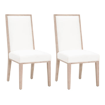 Armless Dining Chair with Wooden Legs Set of 2 White and Brown By Casagear Home BM217385