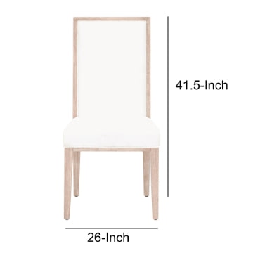 Armless Dining Chair with Wooden Legs Set of 2 White and Brown By Casagear Home BM217385