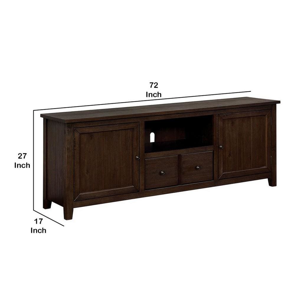 Transitional Wooden TV Stand with Display and Storage Space Brown By Casagear Home BM217801