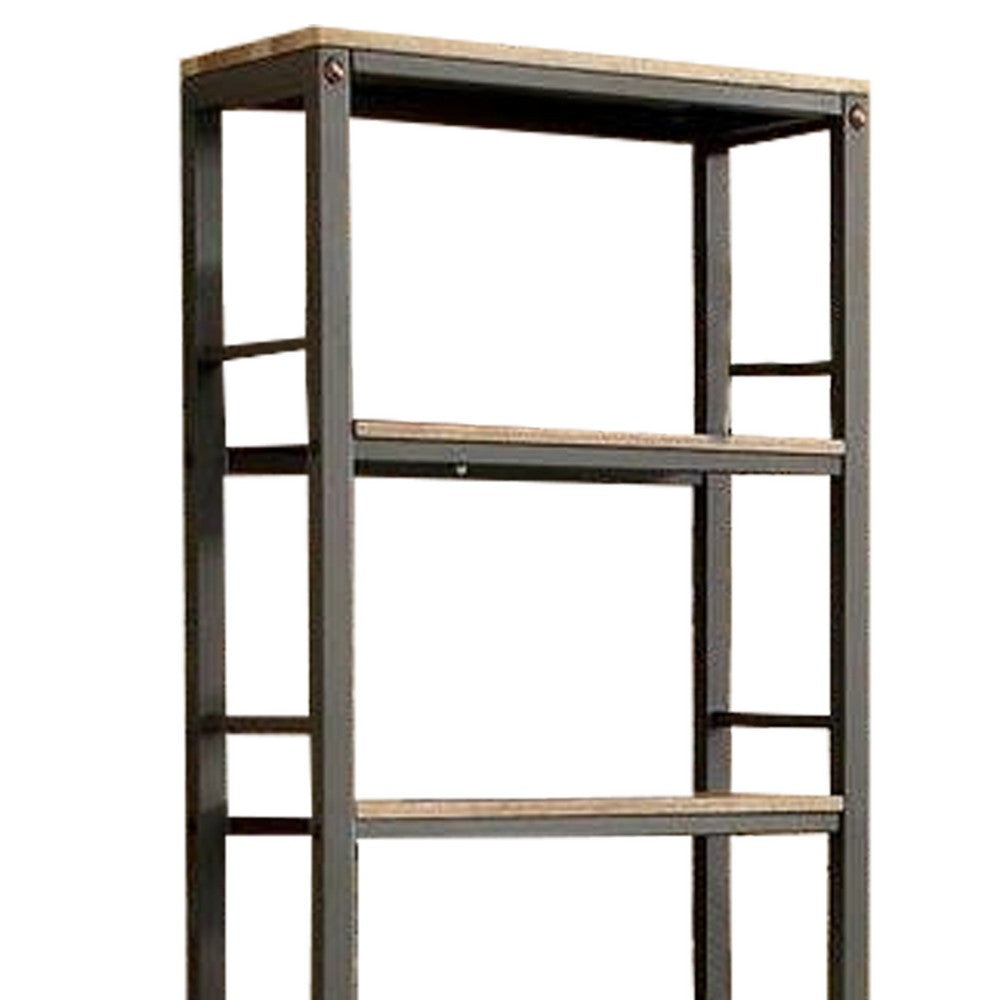 Wood and Metal Pier Cabinet with Studded Accents and Storage Spaces Gray By Casagear Home BM217802