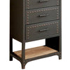 Wood and Metal Pier Cabinet with Studded Accents and Storage Spaces Gray By Casagear Home BM217802