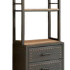 Wood and Metal Pier Cabinet with Studded Accents and Storage Spaces Gray By Casagear Home BM217802