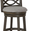 Curved Lattice Back Swivel Counter Stool with Fabric Seat Antique Gray By Casagear Home BM218142