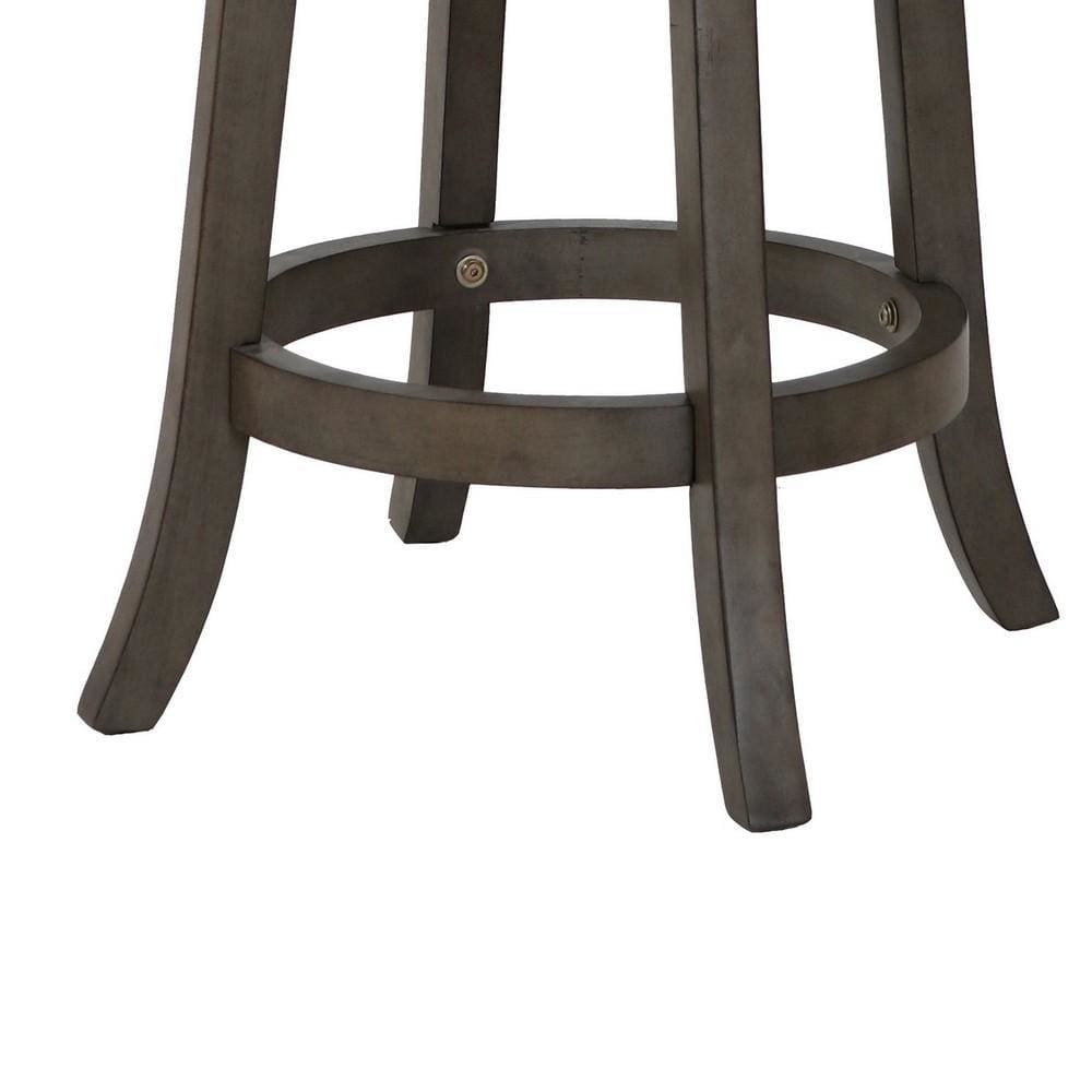 Curved Lattice Back Swivel Counter Stool with Fabric Seat Antique Gray By Casagear Home BM218142