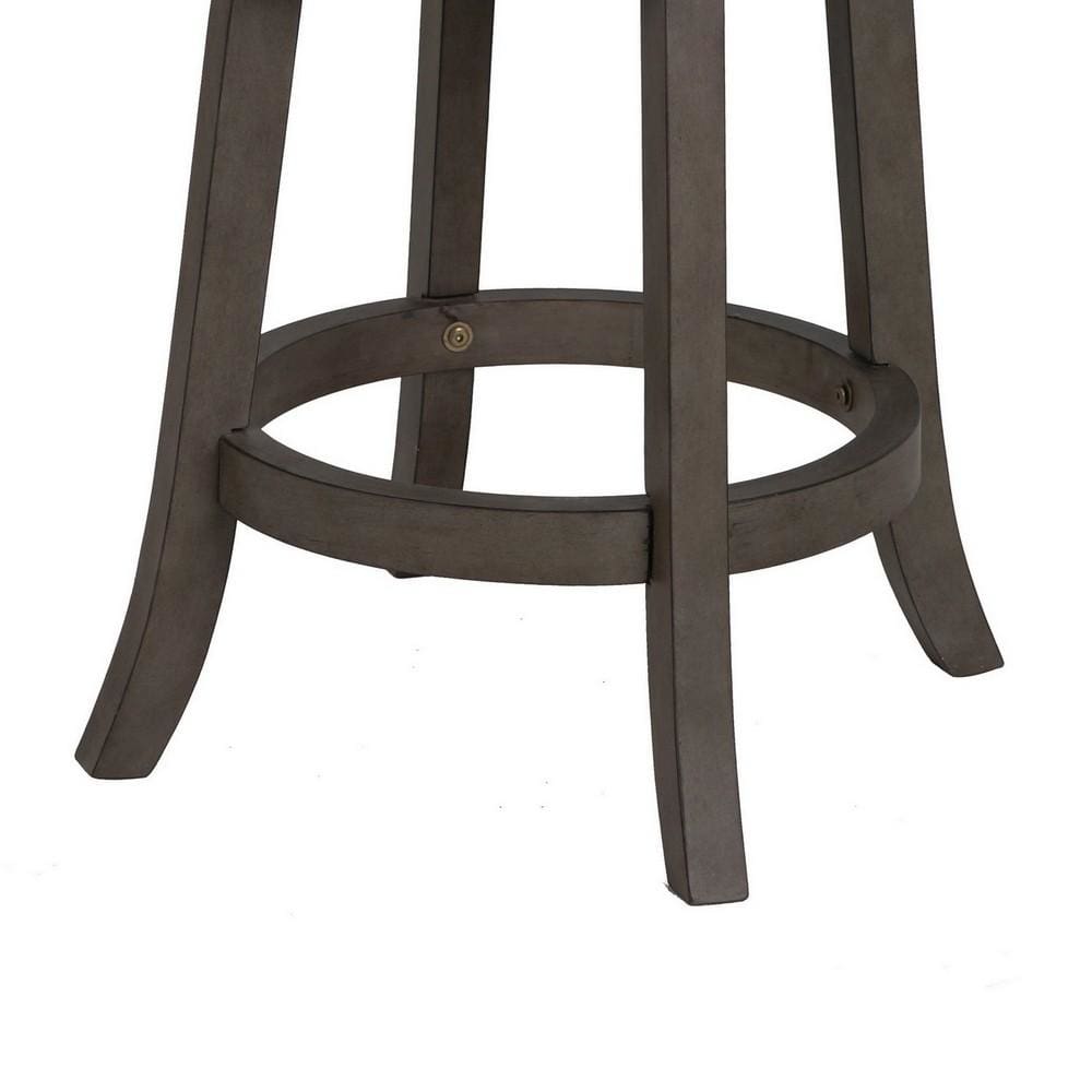 Curved Lattice Back Counter Stool with Leatherette Seat Gray and Black By Casagear Home BM218143