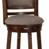 Curved Swivel Counter Stool with Fabric Padded Seating Brown and Beige By Casagear Home BM218145