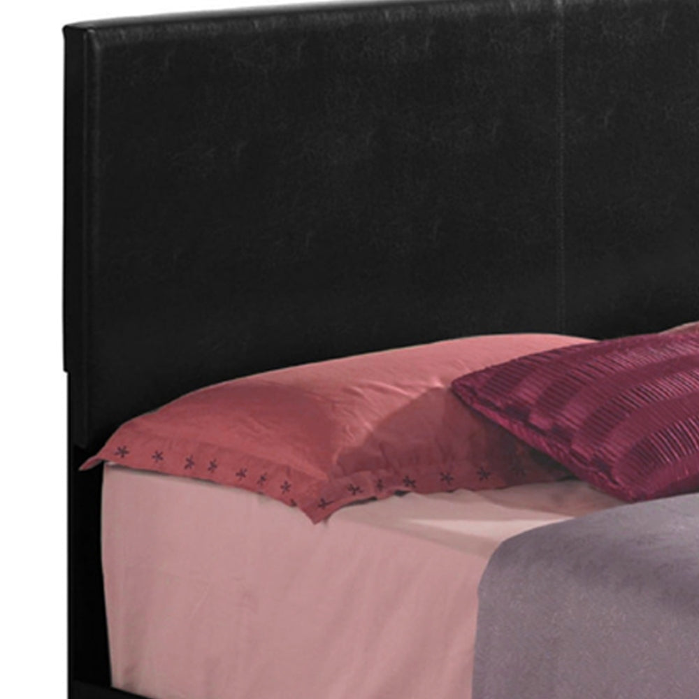 Eastern King Bed with Leatherette Padded Headboard and Footboard Black By Casagear Home BM218419