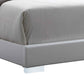 Leatherette Eastern King Bed with LED Panel Headboard and Chrome Legs,White By Casagear Home BM218470