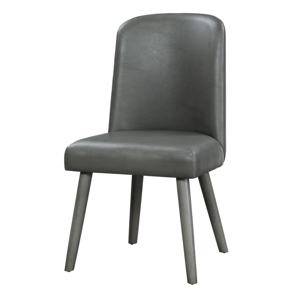 Leatherette Dining Chair with Splayed Legs, Set of 2, Gray By Casagear Home