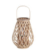 16" Bellied Lattice Design Bamboo Lantern, Brown By Casagear Home