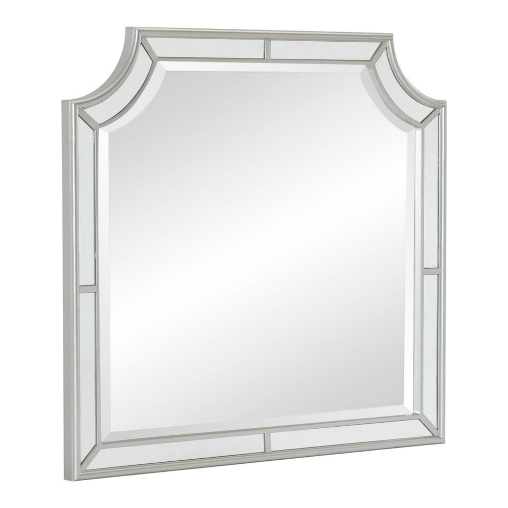 40" Wooden Frame Mirror with Clipped Corners, Silver By Casagear Home