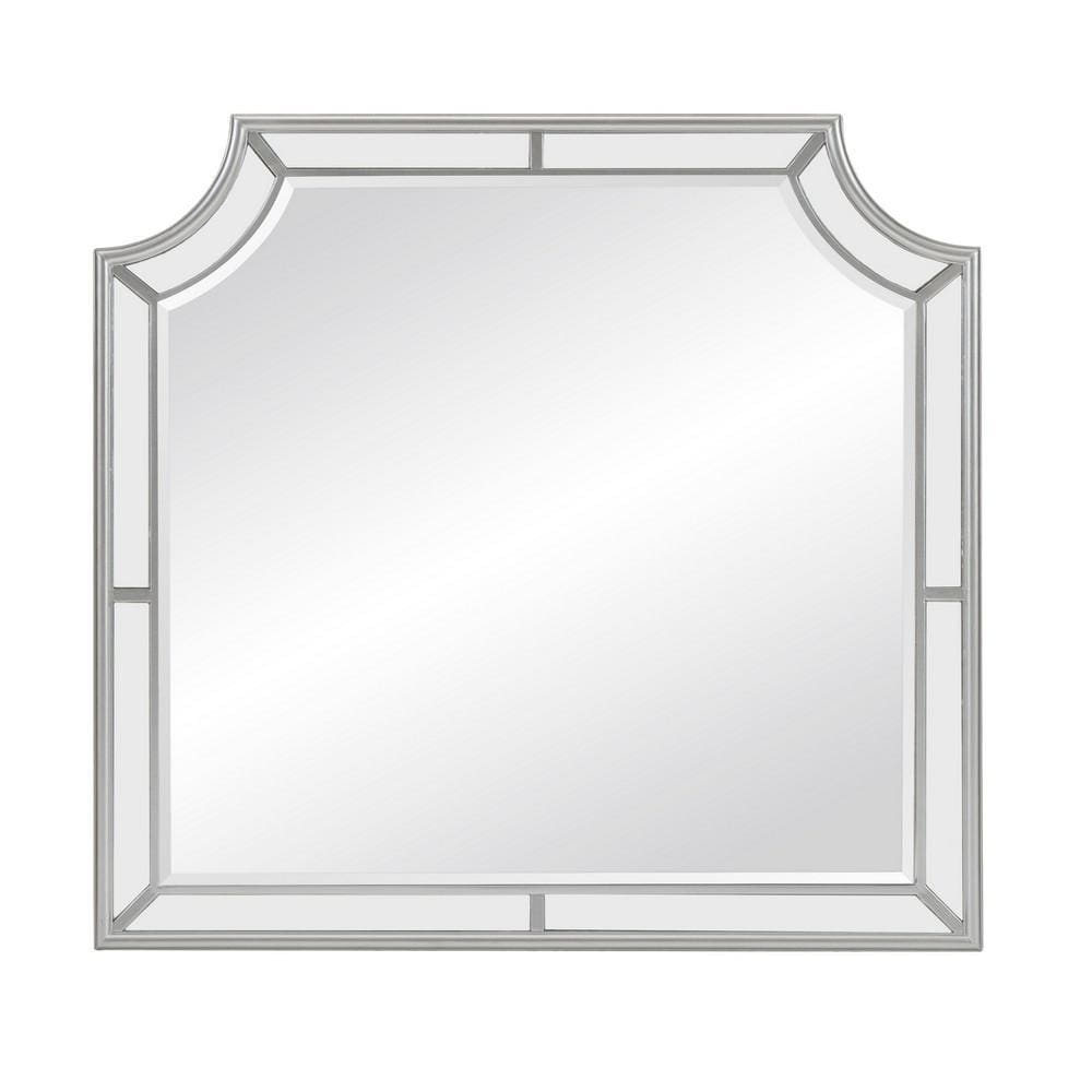 40 Wooden Frame Mirror with Clipped Corners Silver By Casagear Home BM219051