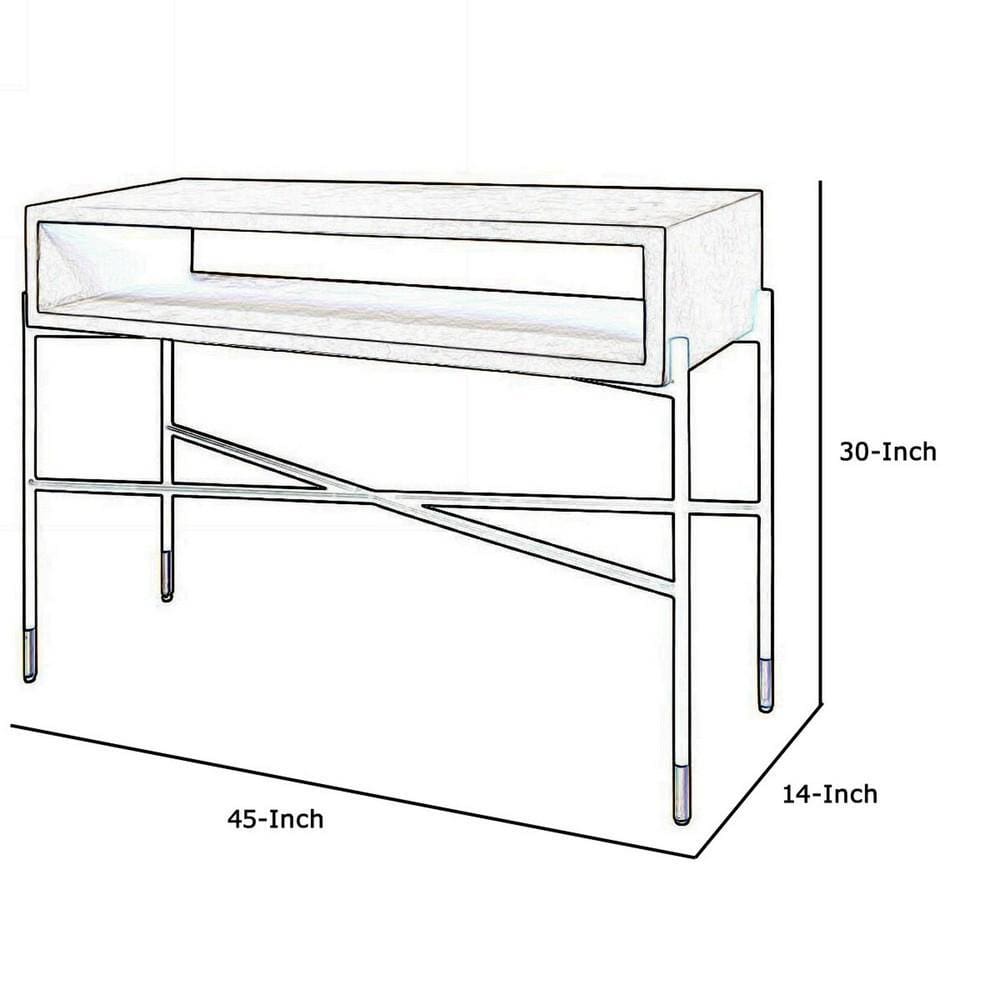 45 Concrete Top Console Table with Metal Base Gray & Black By Casagear Home BM219316