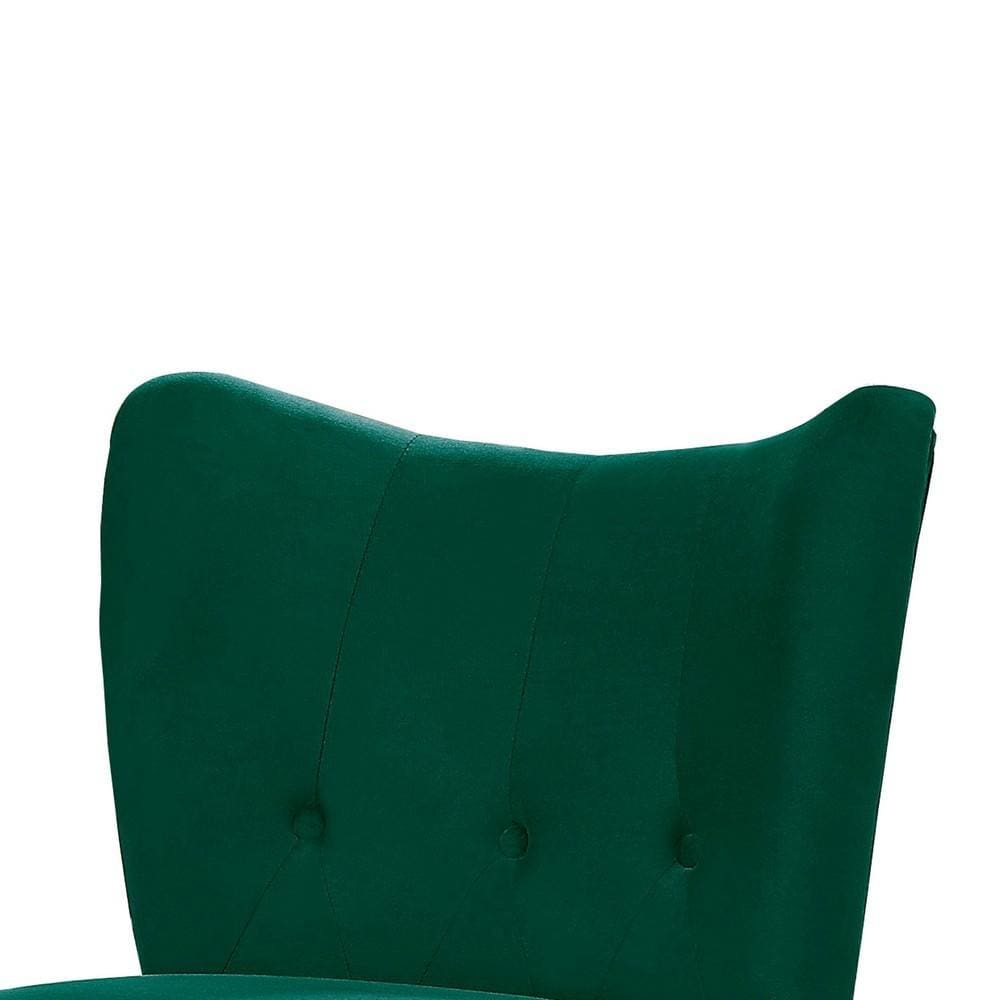 Armless Accent Chair with Button Tufted Flared Back Green By Casagear Home BM219777