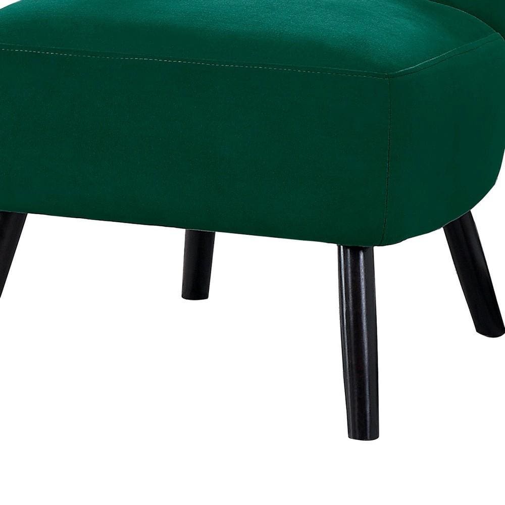 Armless Accent Chair with Button Tufted Flared Back Green By Casagear Home BM219777