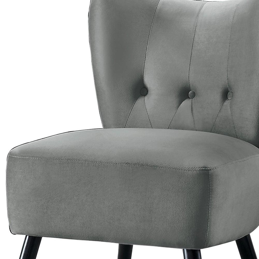 Armless Accent Chair with Button Tufted Flared Back Gray By Casagear Home BM219778