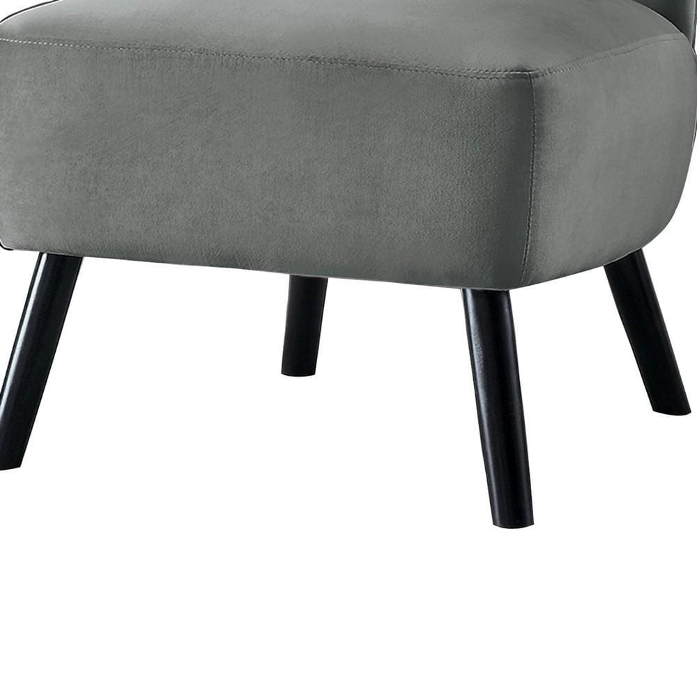 Armless Accent Chair with Button Tufted Flared Back Gray By Casagear Home BM219778