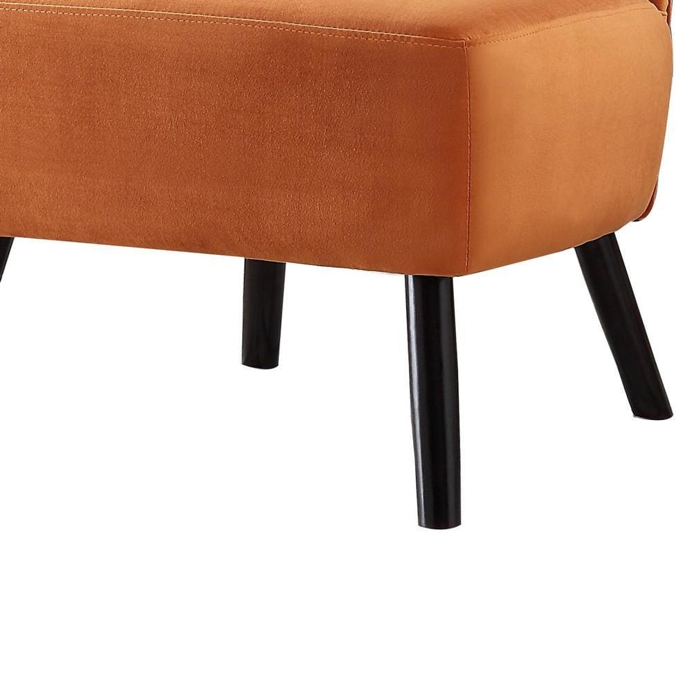 Armless Accent Chair with Button Tufted Flared Back Orange By Casagear Home BM219780