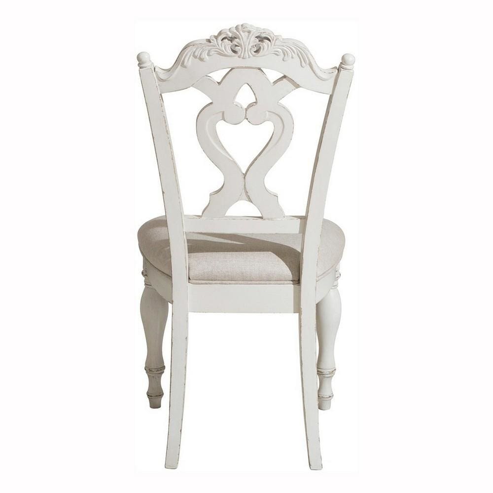 Victorian Style Writing Desk Chair with Engraved Backrest,White By Casagear Home BM219788