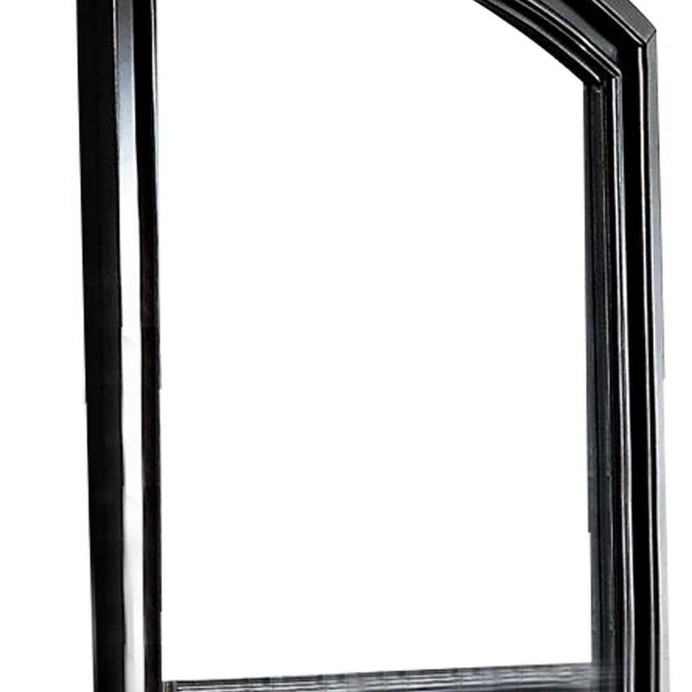 42 Wooden Frame Dresser Mirror with Curved Top Black By Casagear Home BM219846