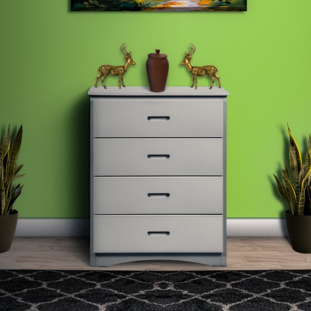 37" Wooden Chest with 4 Drawers and Recessed Handles, Gray By Casagear Home