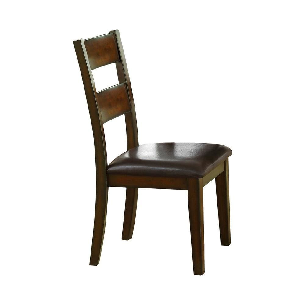 19" Ladder Back Leatherette Side Chair, Set of 2, Brown By Casagear Home