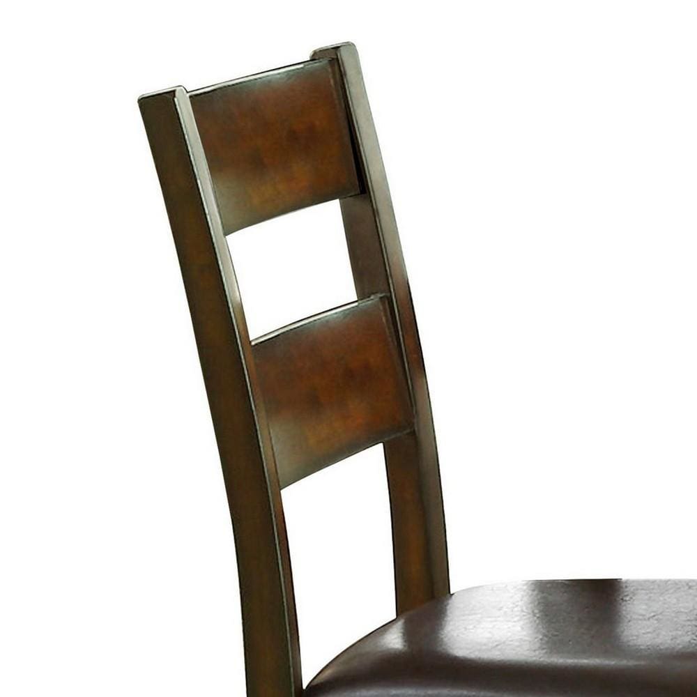 19 Ladder Back Leatherette Side Chair Set of 2 Brown By Casagear Home BM219924