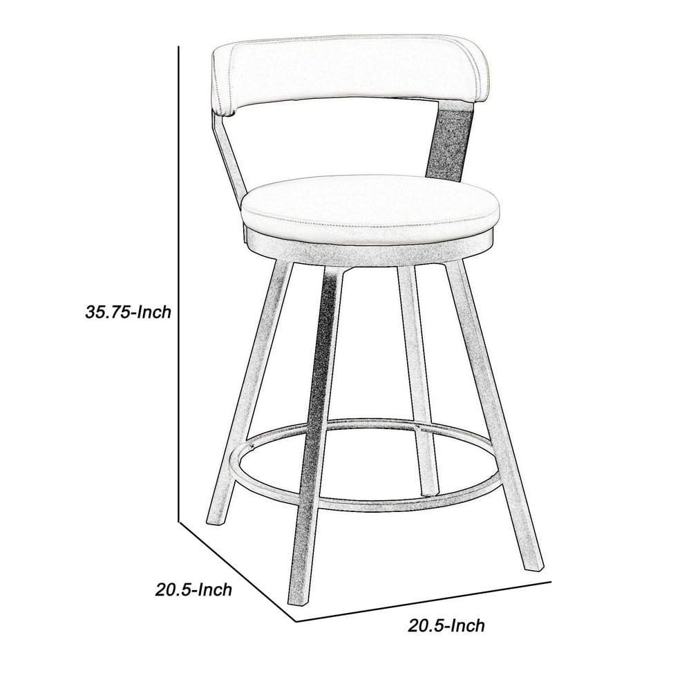 25 Leatherette Counter Chair with Metal Legs,Set of 2,White By Casagear Home BM219933