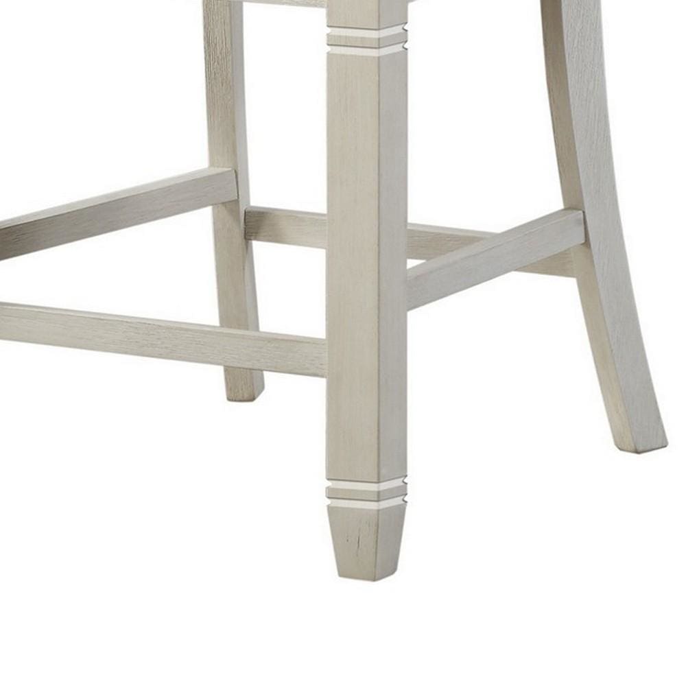 25 Slatted Back Counter Height Chair,Set of 2,Antique White By Casagear Home BM219963