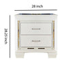 28 Wooden Nightstand with 2 Drawers and LED White By Casagear Home BM219986