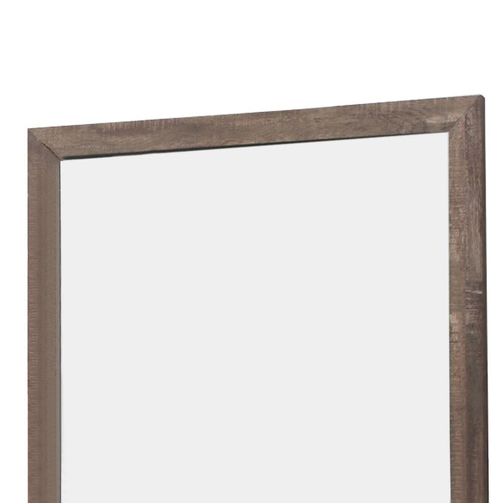 39.5 Square Wood Frame Mirror with Textured Details Brown By Casagear Home BM219990