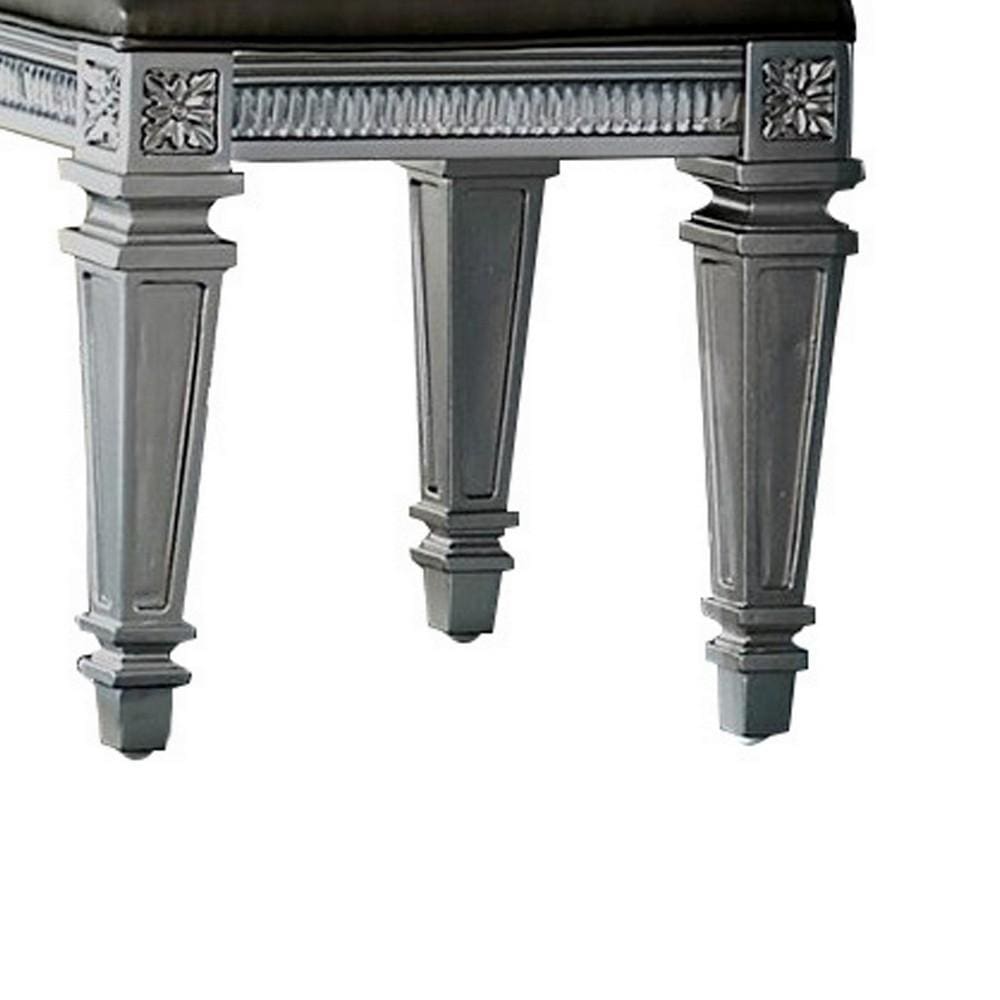 19 Acyrlic Crystal Accented Leatherette Vanity Stool Gray By Casagear Home BM220011