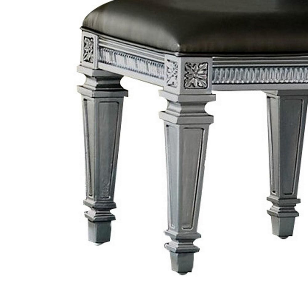 19 Acyrlic Crystal Accented Leatherette Vanity Stool Gray By Casagear Home BM220011