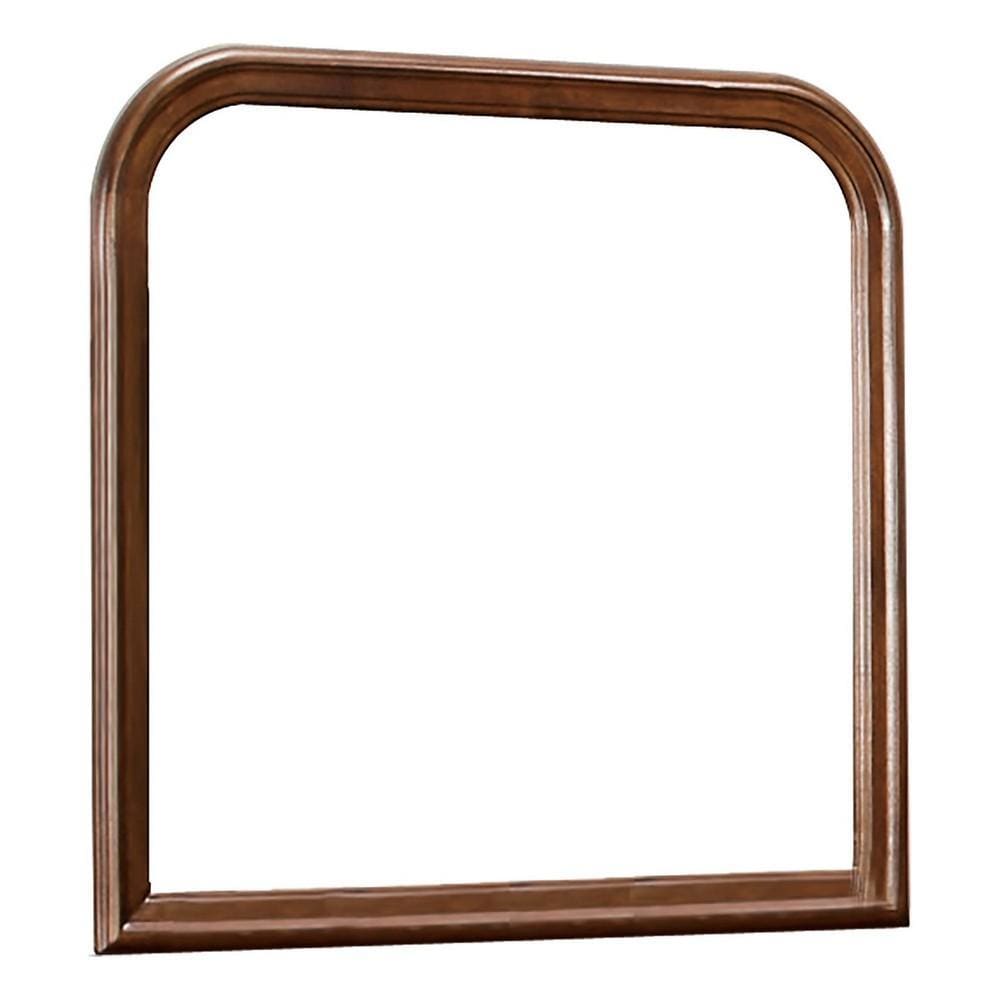 Arched Molded Design Wooden Frame Mirror, Cherry Brown By Casagear Home