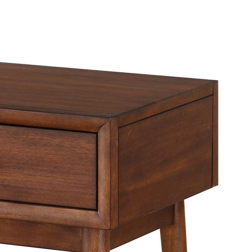 24 1-Drawer Wooden End Table with Splayed Legs Walnut Brown By Casagear Home BM220114