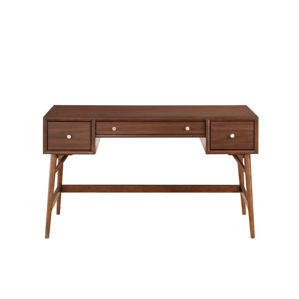 51 3-Drawer Writing Desk with Splayed Legs Walnut Brown By Casagear Home BM220116