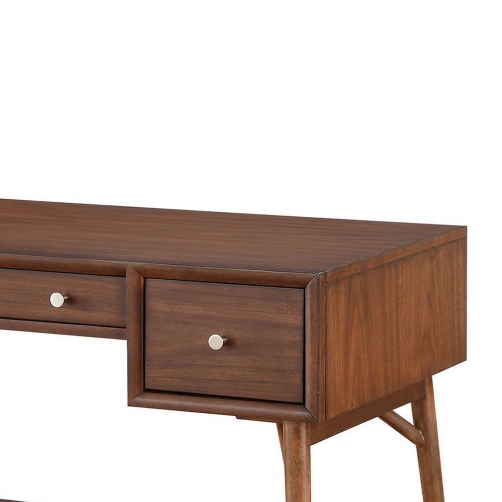 51 3-Drawer Writing Desk with Splayed Legs Walnut Brown By Casagear Home BM220116