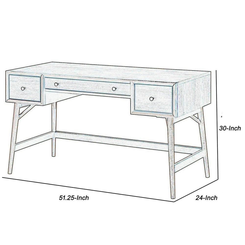 51 3-Drawer Writing Desk with Splayed Legs Walnut Brown By Casagear Home BM220116