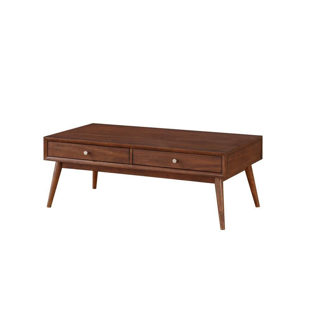 48" 2-Drawer Coffee Table with Splayed Legs, Walnut Brown By Casagear Home