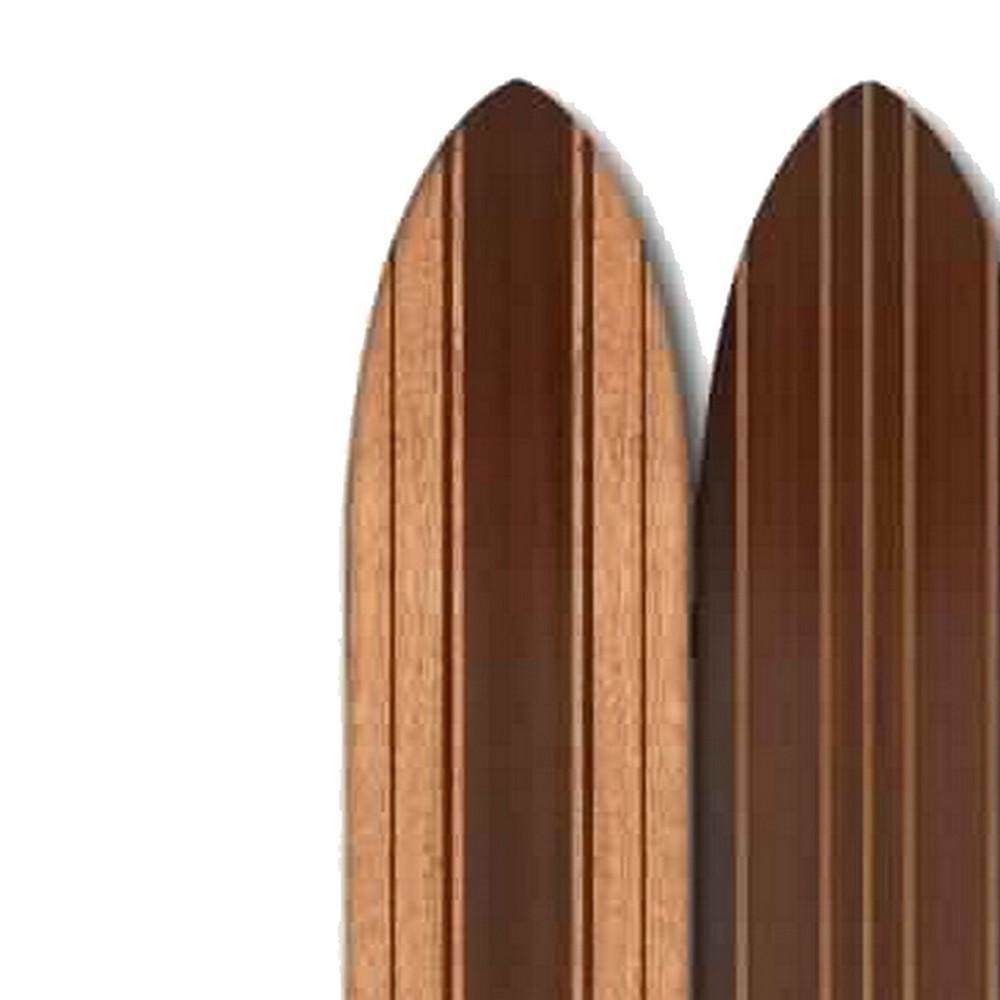 71 3-Panel Wooden Screen with Surfboard Shape Design Brown By Casagear Home BM220200