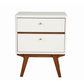 26" 2-Drawer Nightstand with Angled Legs, White and Brown By Casagear Home