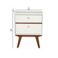 26 2-Drawer Nightstand with Angled Legs White and Brown By Casagear Home BM220496