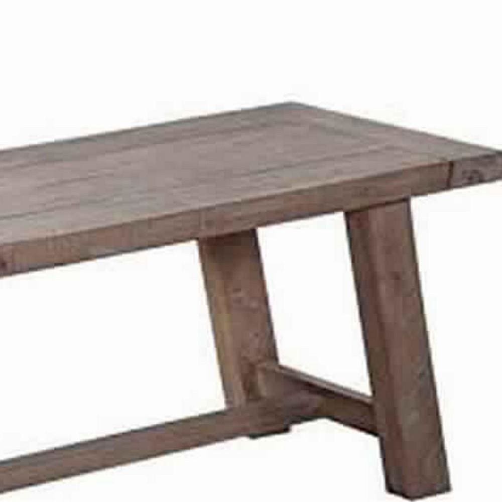 60 Farmhouse Dining Bench with Slanted Trestle Base Brown By Casagear Home BM220511