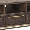 52 3-Drawer TV Console with Sled Metal Base Brown & Gold By Casagear Home BM220533