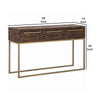 50 3-Drawer Sofa Table with Sled Metal Base Brown & Gold By Casagear Home BM220544