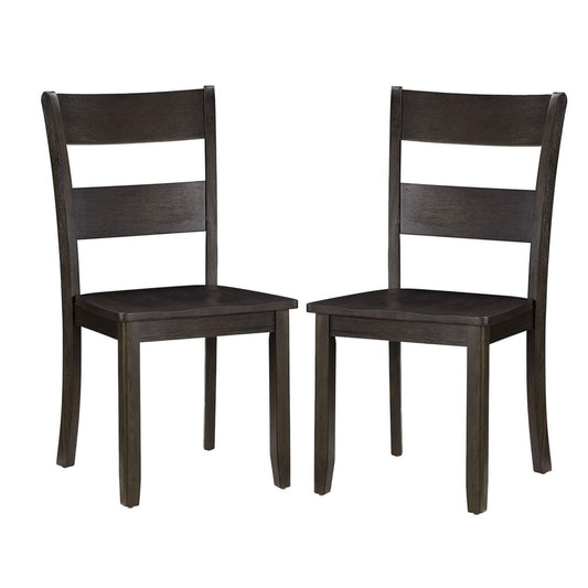 38" Wooden Side Chair with Ladder Back, Set of 2, Brown By Casagear Home