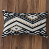 12 x 20 Rectangular Handwoven Jacquard Accent Lumbar Throw Pillow Sequins Geometric Design White Black By The Urban Port BM221673